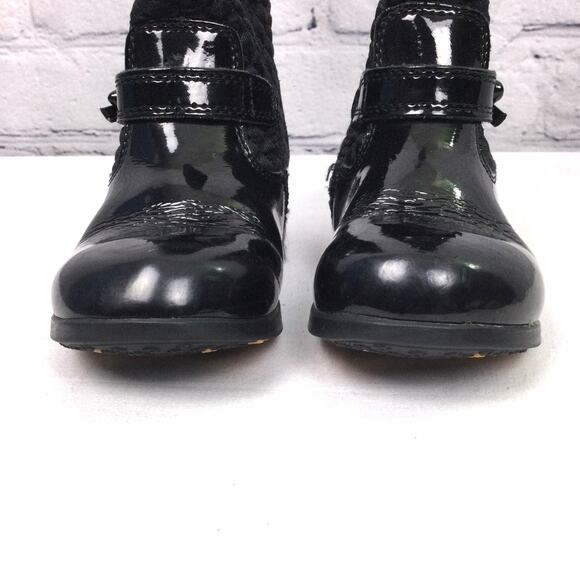 Pediped Naomi Patent Leather Side Zip Black Mid-calf Quilted Kids Boot Size 26 - Picture 4 of 12